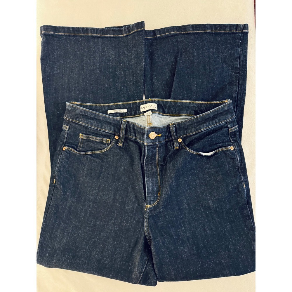 Ava & Viv Womens High Rise Flare Jeans Dark Wash Indigo Blue Size 17 Stretch - Picture 3 of 10